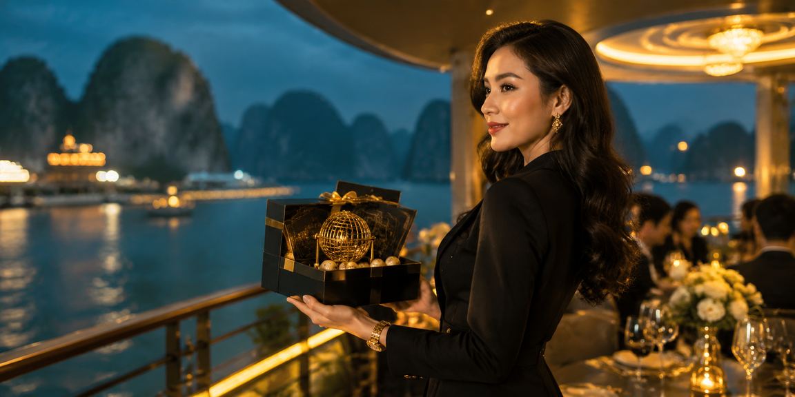Phong cảnh Hạ Long Bay với người dùng trải nghiệm giải trí trực tuyến trên thiết bị di động